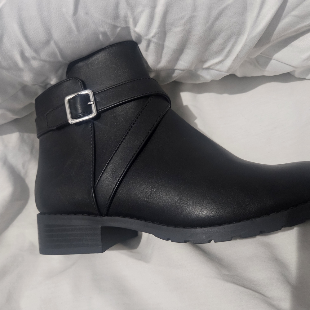 Worthington Black Ankle Boots with Silver Accent